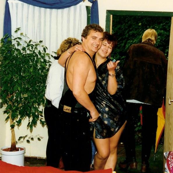 Karl-Heinz Neumann und Michaela G�nst bei einer der zahlreichen Proben zum St�ck Kurzschl�sse im Jahr 1996
