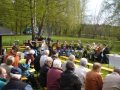 Der Posaunenchor beim Gottesdienst in Aktion